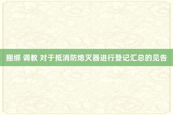 捆绑 调教 对于抵消防熄灭器进行登记汇总的见告