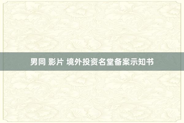 男同 影片 境外投资名堂备案示知书