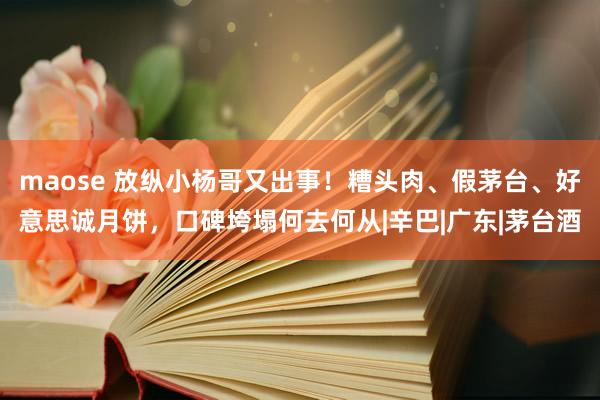 maose 放纵小杨哥又出事！糟头肉、假茅台、好意思诚月饼，口碑垮塌何去何从|辛巴|广东|茅台酒