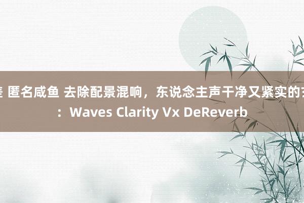 反差 匿名咸鱼 去除配景混响，东说念主声干净又紧实的玄妙：Waves Clarity Vx DeReverb